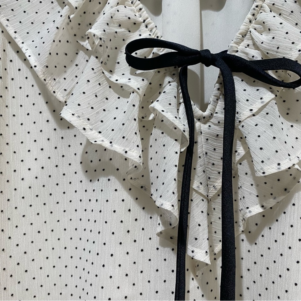 Loft Ivory Blouse with Black Polka Dot. SML - Picture 3 of 11